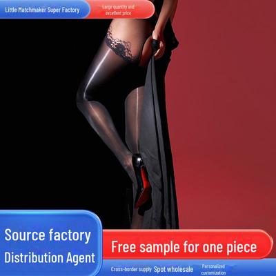 Sheer Lace Panty-Stockings with Open Crotch and Floral Design