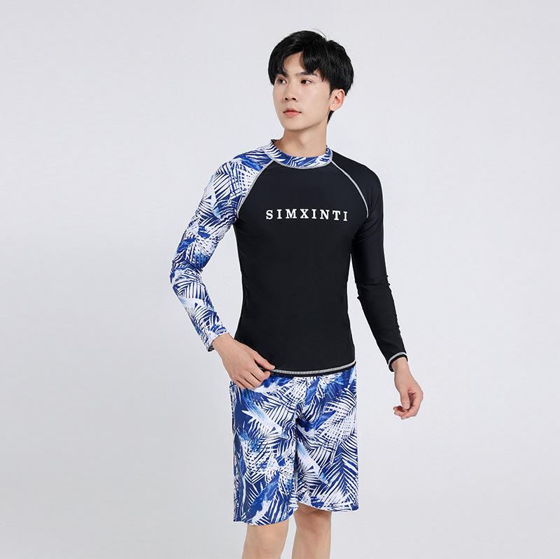 Men s Korean Style Three-Piece Slimming Sun Protection Surf Suit Extra Large чёрный