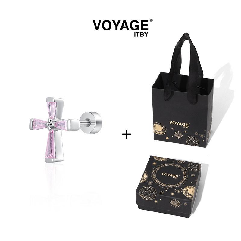 Pink Zircon Titanium Alloy Stud Earrings for Women - Lightweight Luxury Design with High-End, Niche Appeal.