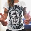 Damen Eule Buchstaben Grafik Bedrucktes Rundhals Kurzarmshirt