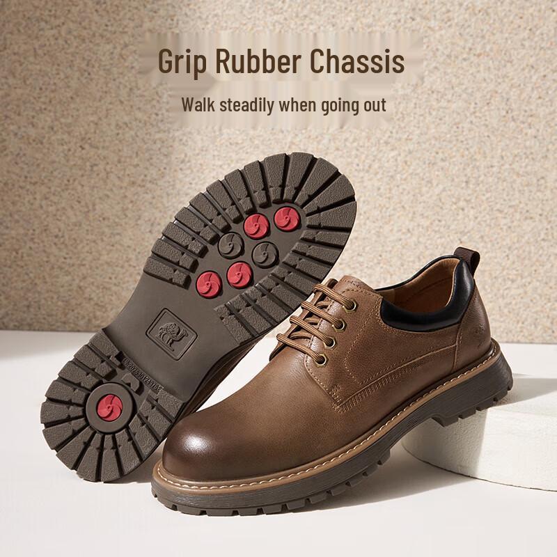 Camel Men's Retro Leather Low-Top Work Shoes