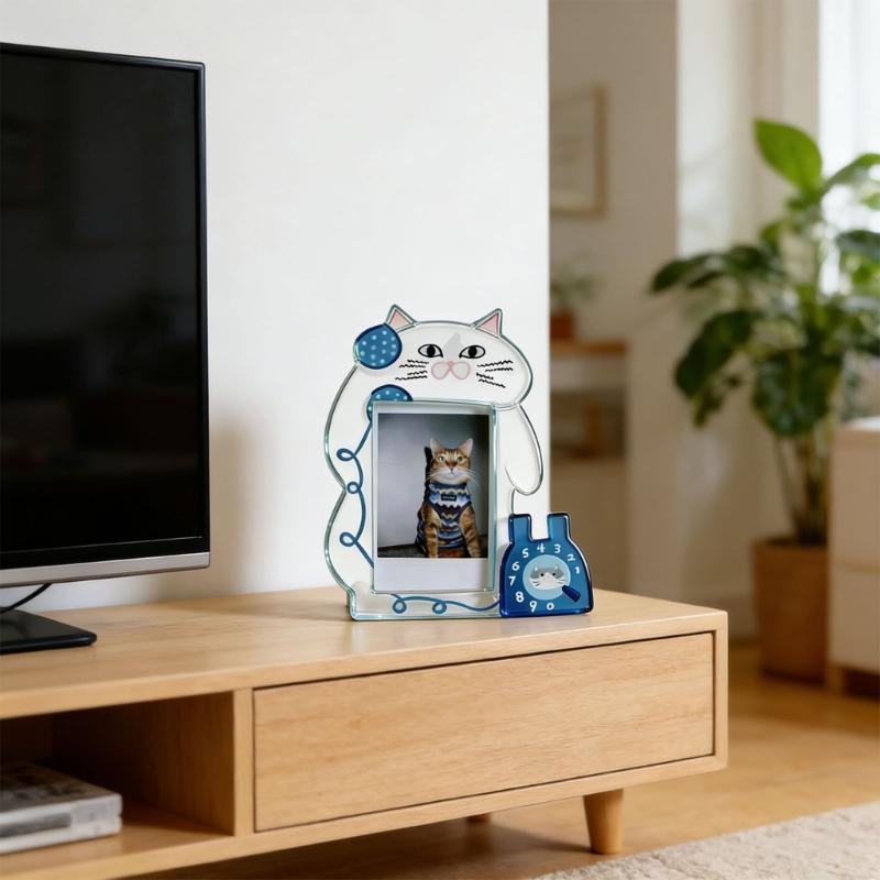 Klarer Acryl-Bilderrahmen Cartoon-Katzen Fotorahmen Foto-Display-Halter für Zuhause Büro Schreibtisch Dekorationen Sammlungen