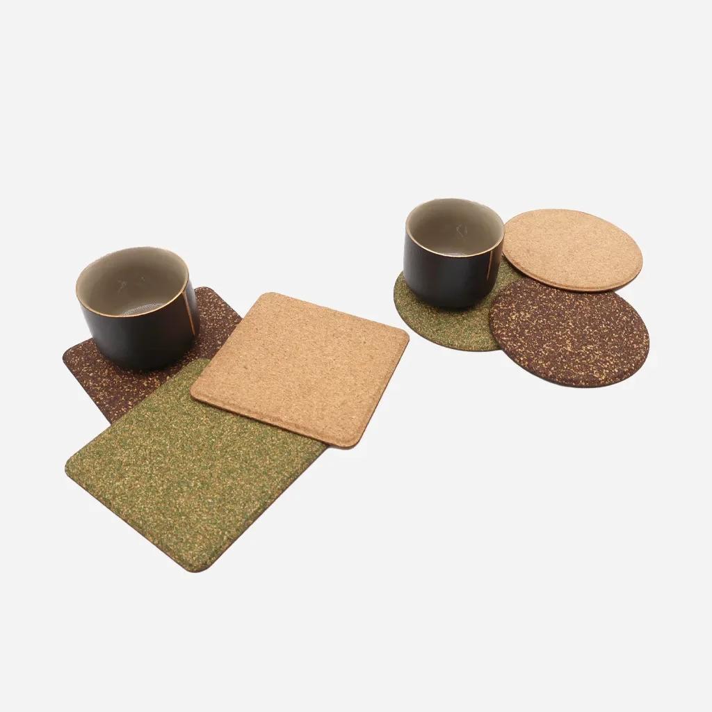 Round Cork Coaster for Coffee Non-slip and Heatproof Heat Insulation Cup Mat  Natural Wood Accessory Kitchen Countertop