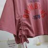 Drawstring Ruched Short Sleeve Tank Tops Tee Women Printing Casual Fashion Crop Top Ladies High Street Tank top Summer Cloth