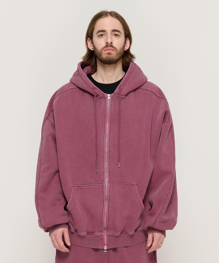 Cargobros Pigment Dyed Zip-Up Hoodie (Burgundy)
