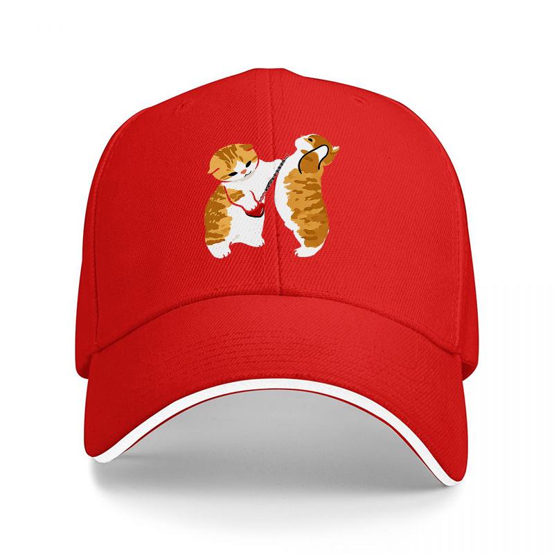 Cute Squirrel Couple Embroidered Black Baseball Cap Fashion Animal Design Hat for Unisex and Women Outdoor Wear