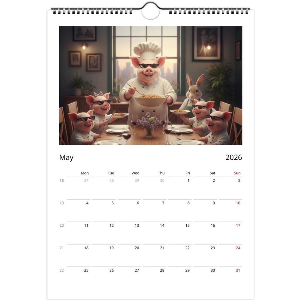 Wandkalender 2026, Kalender mit lustigem Thema, Lustiges Chat-Geschenk, Perfekte Wahl für den Heimgebrauch.