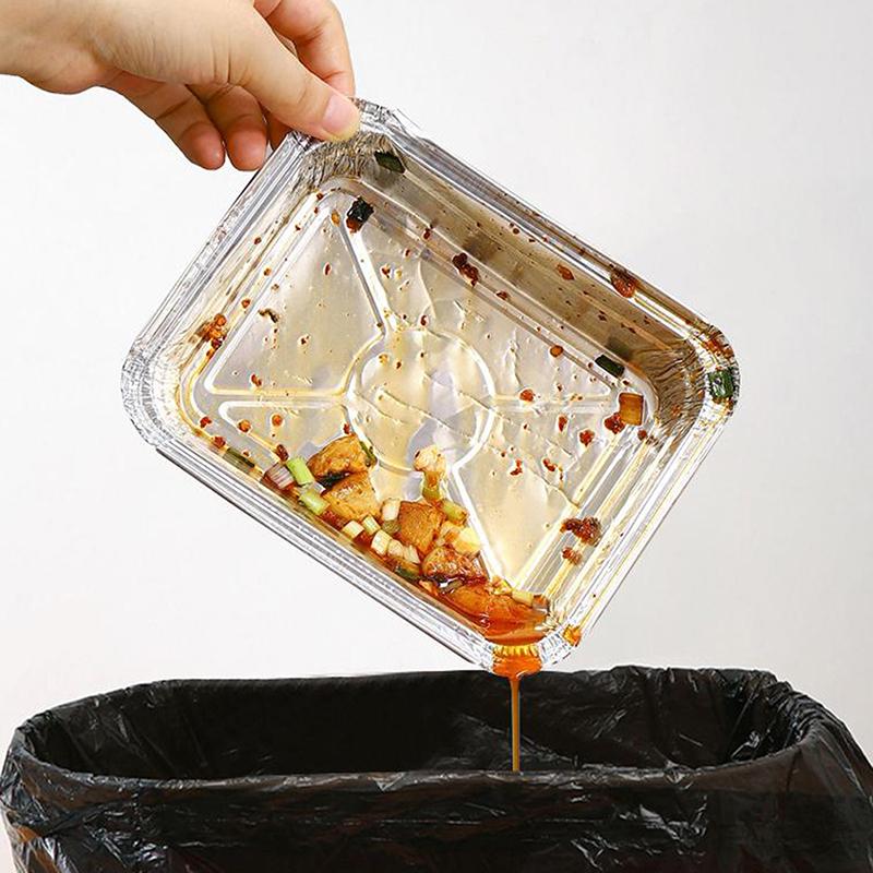 10Pcs/set Rectangle Air Fryer Aluminum Foil Trays Non-Stick Baking Pan BBQ Bowl For Oven Baking Kitchen Cooking Tool Accessories