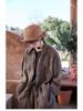 Spring Summer Retro Women's Tea Brown Linen Plus Size Slimming Loose Lapel Shirt Outerwear
