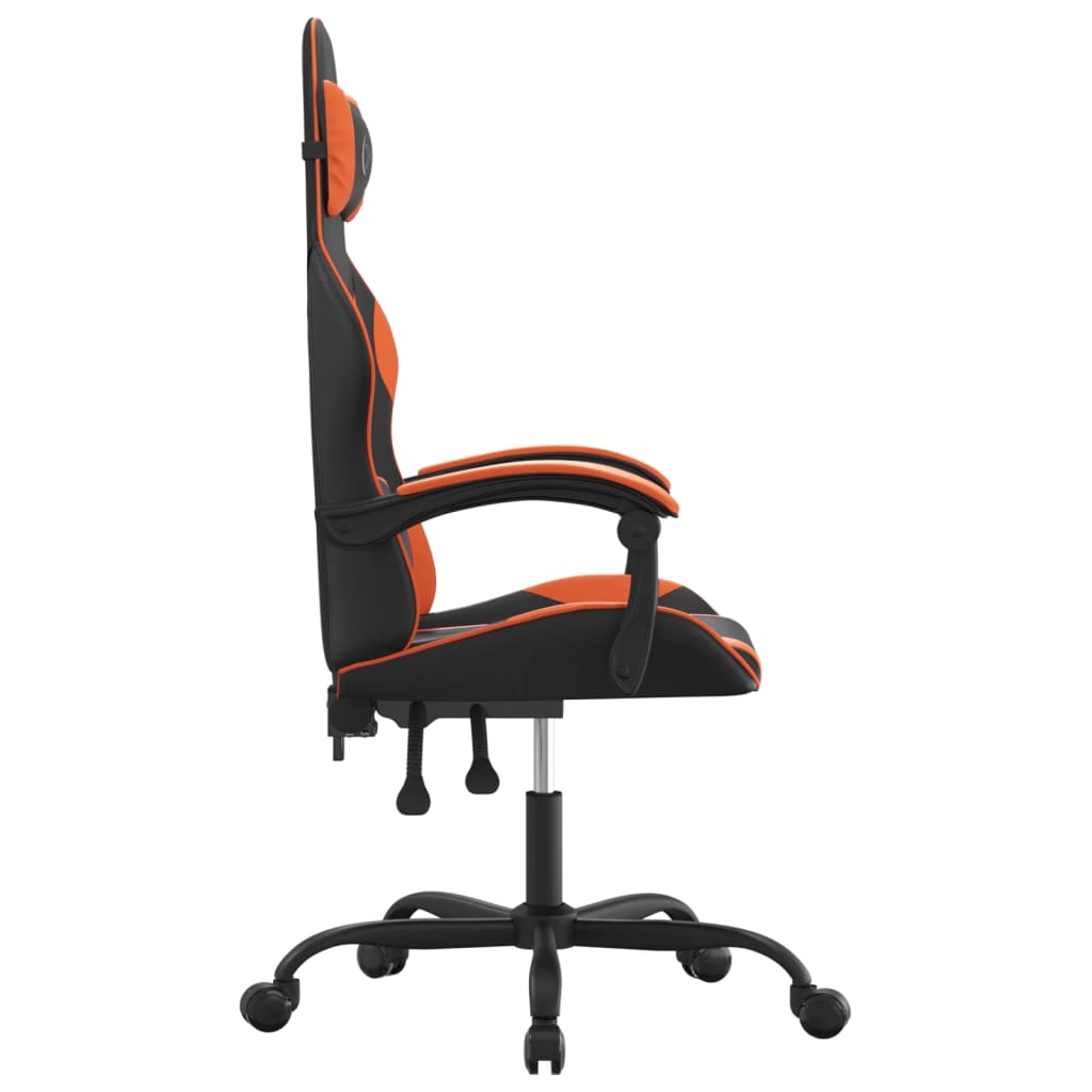 Gaming Chair Swivel Black and Orange Faux Leather
