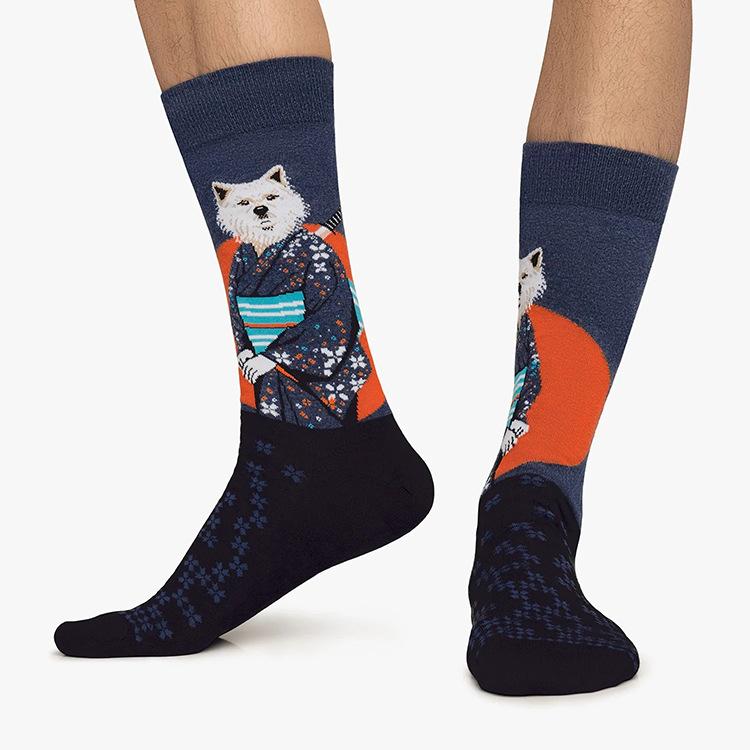 New Creative Cartoon Dog Ins Animal Trendy Socks Jacquard Cotton Socks Couple Mid length Fashion Skateboarding Socks