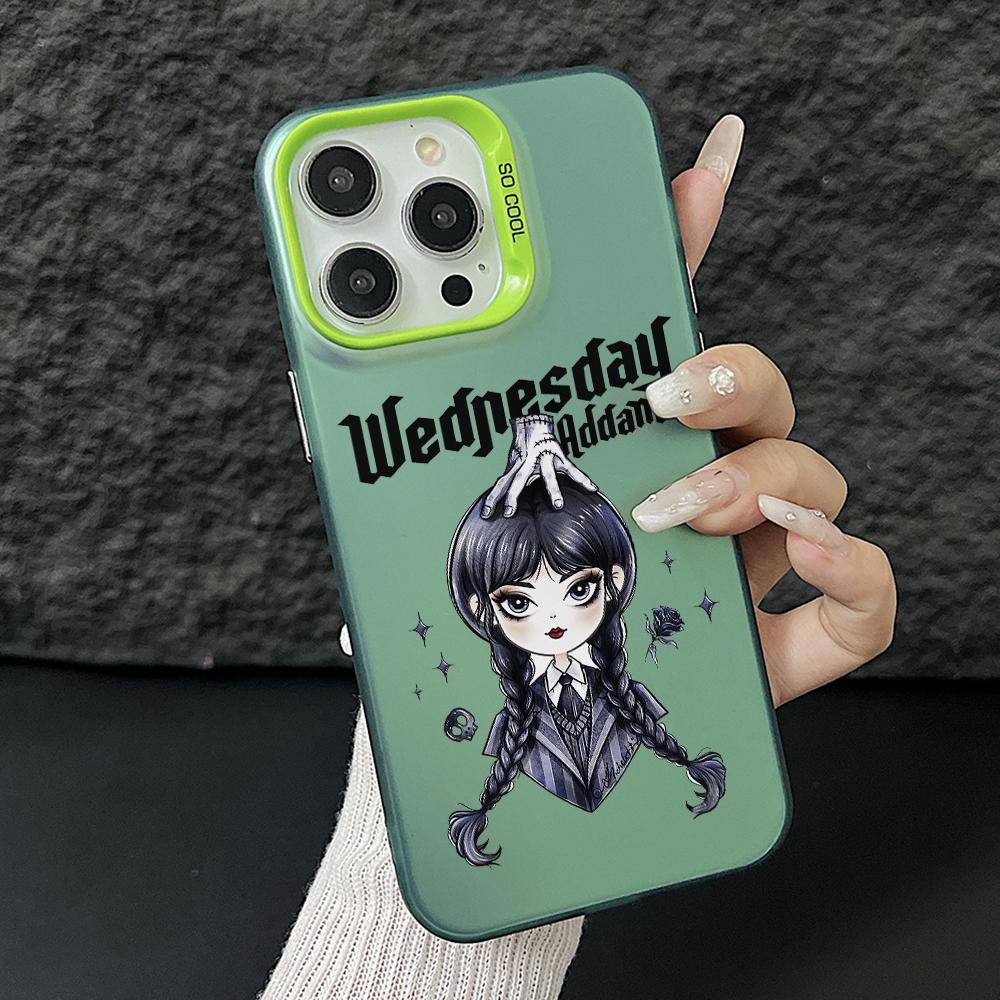 

TV W-Wednesday Girl Phone Case for iPhone 17 Air 16 16e 15 14 Plus 13 12 11 Pro Max X Xs XR 8 Colorful Silver Hard Cover iPhone 15