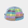 Vintage Distressed Denim Cap With Hand-Painted Colorful Stripes Unisex Adjustable Flat Top Hat Streetwear Hip Hop Style