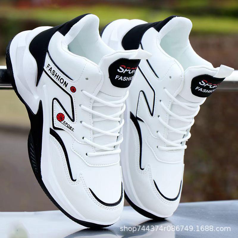 High-top spring and autumn leather basketball shoes student platform sports casual dad running shoes 38