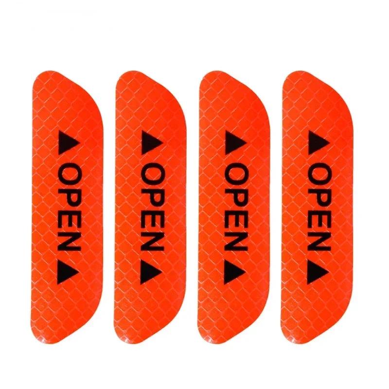 4PCS Reflective Car Door Sticker Auto Safety Warning OPEN Warning Reflector Tape Decal Car Accessories Reflector Sticker