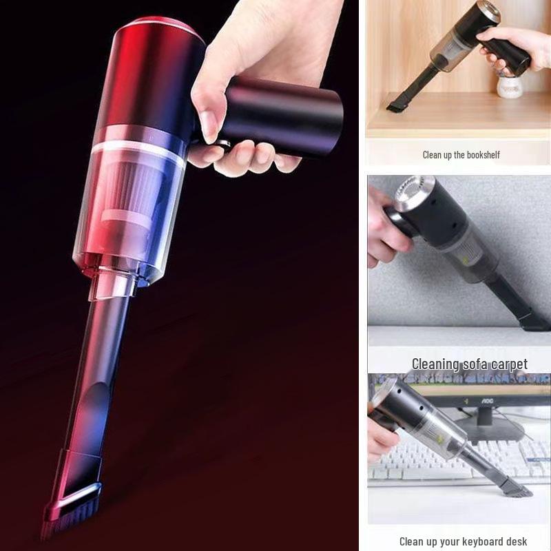 High-Power Handheld Vacuum Cleaner: Multi-Function, Rechargeable, Blowing & Suction, with Light, for Car Cleaning.