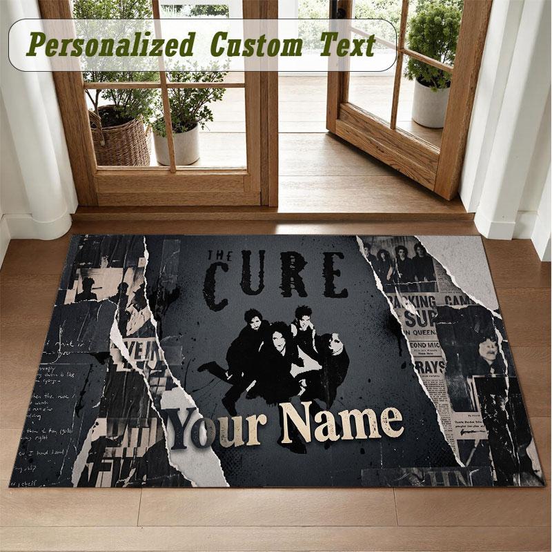 Crystal Velvet Square Rug Custom NameThe Cure Pattern Non Slip Home Floor Decor Rug