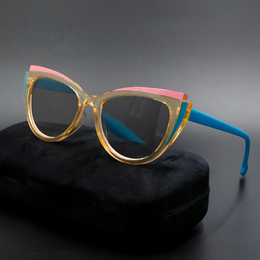 Oversized Cat Eyes Near Sight Sunglasses for Women Blue Light Blocking Myopia Glasses UV Protection Goggle Shades 0 To -4.0