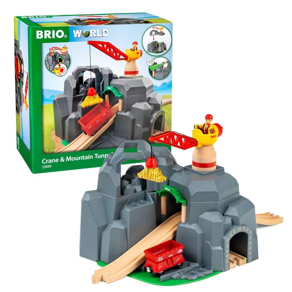 

BRIO Crane Mountain Tunnel for ages 3 and Wooden Toy Rail Gift & 33889, up. [Toy, Train, Set, Scenery, (Birthday/Christmas)]