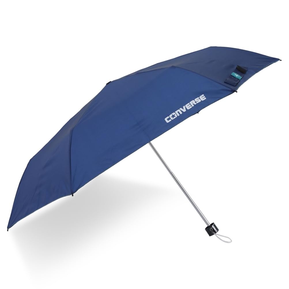 Ogawa Converse Kids' Folding Umbrella, Manual Open, 55cm, 6 Ribs, Navy, Solid Color, One-Point Logo, Antibacterial Handle, Water-Repellent, 20351