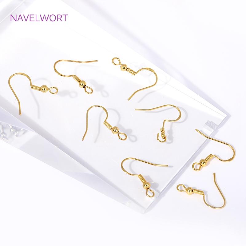 50pcs/Lot 18K Gold Plated Ear Wire With Loop,Brass Erring Hooks Ear Hook DIY Earring Making Accessories Jewelry Making Supplies