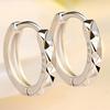 925 Sterling Silver Fashion Diamond Pattern Round Pierced Earrings Wedding Jewelry