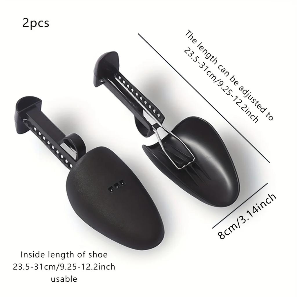 1/2pair Unisex Black Adjustable Plastic Shoe Trees, Pu Leather Shoe Lasts, Sports Shoe Shapers, Shoe Stretchers, Shoe Covers.