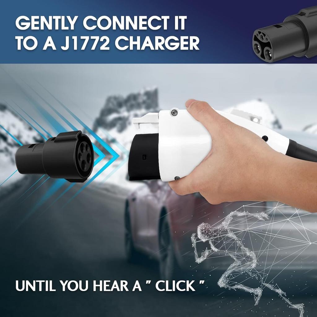 J1772 Charger Adapter Compatible Tesla Model 3/Y/X/S[Security Check ] 80 Amp / 240 AC-Compatible With SAE J1772 Charger[Only For Tesla Car]