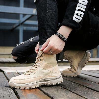 Fashion Men Outdoor Boots Autumn Breathable Comfortable Canvas Ankle Boots Casual Lightweight Jogging Platform Mesh Male Lace Up Boots