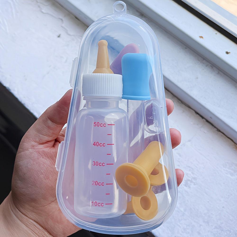 50ml Newborn Pet Feeding Set: Assorted Soft Nipples + Dropper + Storage Case