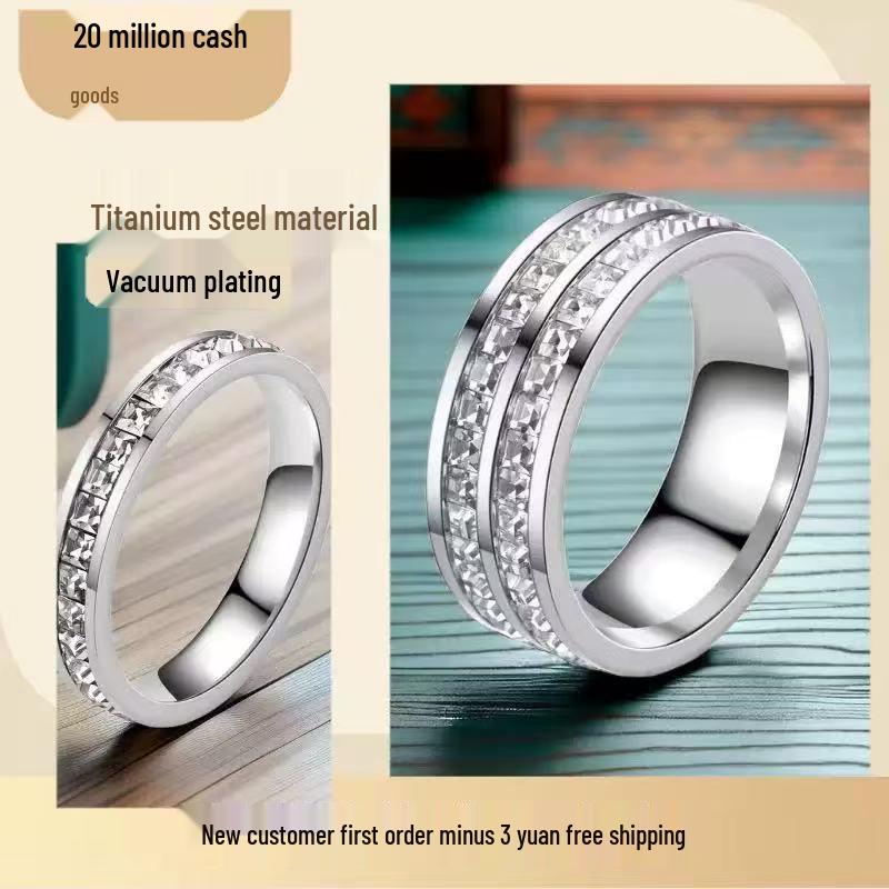 Herren High-End Titanstahlring mit Diamanten - Nicht verblassend, Stilvolles Design, Edelstahlschmuck, Handaccessoire