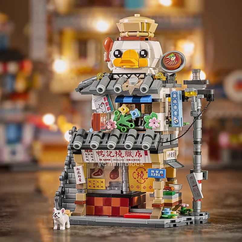 New Mini City Snack Street Food City Village Building Block DIY Streetview Decoration Assembly Brick Sets For Girl Kids Gifts