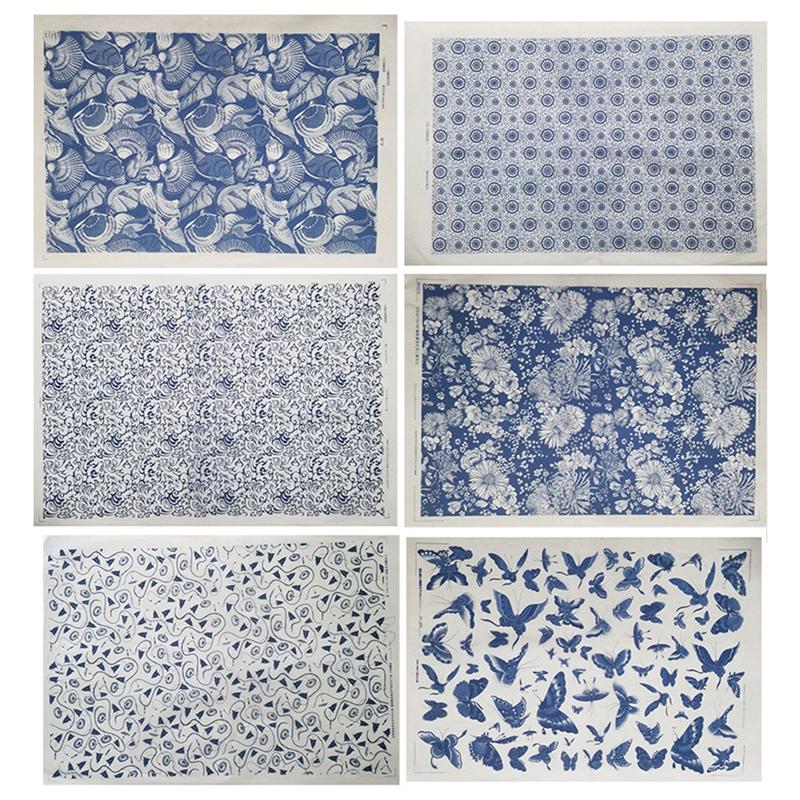 Keramik Keramik Ton Transferpapier Glasur Unterglasur Blumenpapier Blau