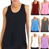 Women Sporty Solid Color O Neck Sleeveless Quick Dry Raceback Vest Loose Blouse