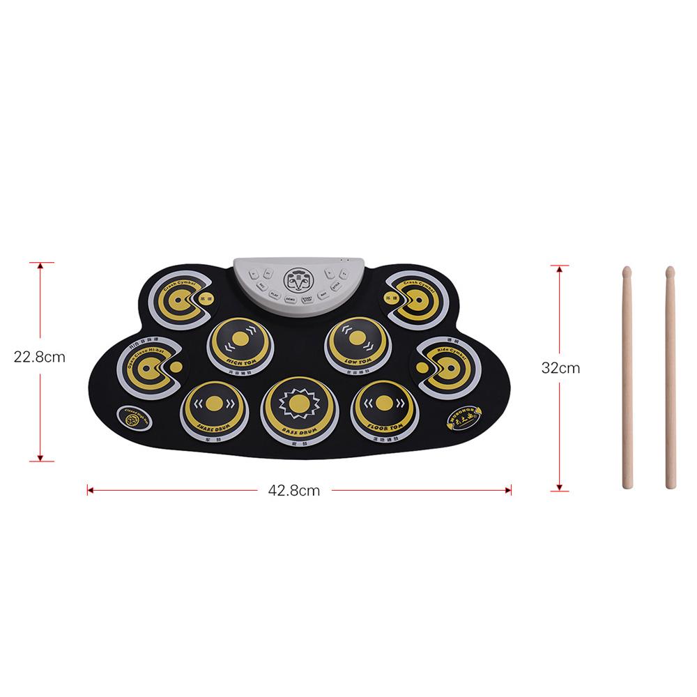 Portable Silicone Drum Pad Electronic Folding Drum Set With Drum Sticks Foot Pedals Cartoon Design