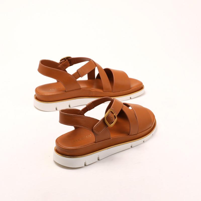 Romerske sandaler med skrå hæl Sko med myk såle Enknapp Casual og moteriktig Badeferie Sklisikker Strand