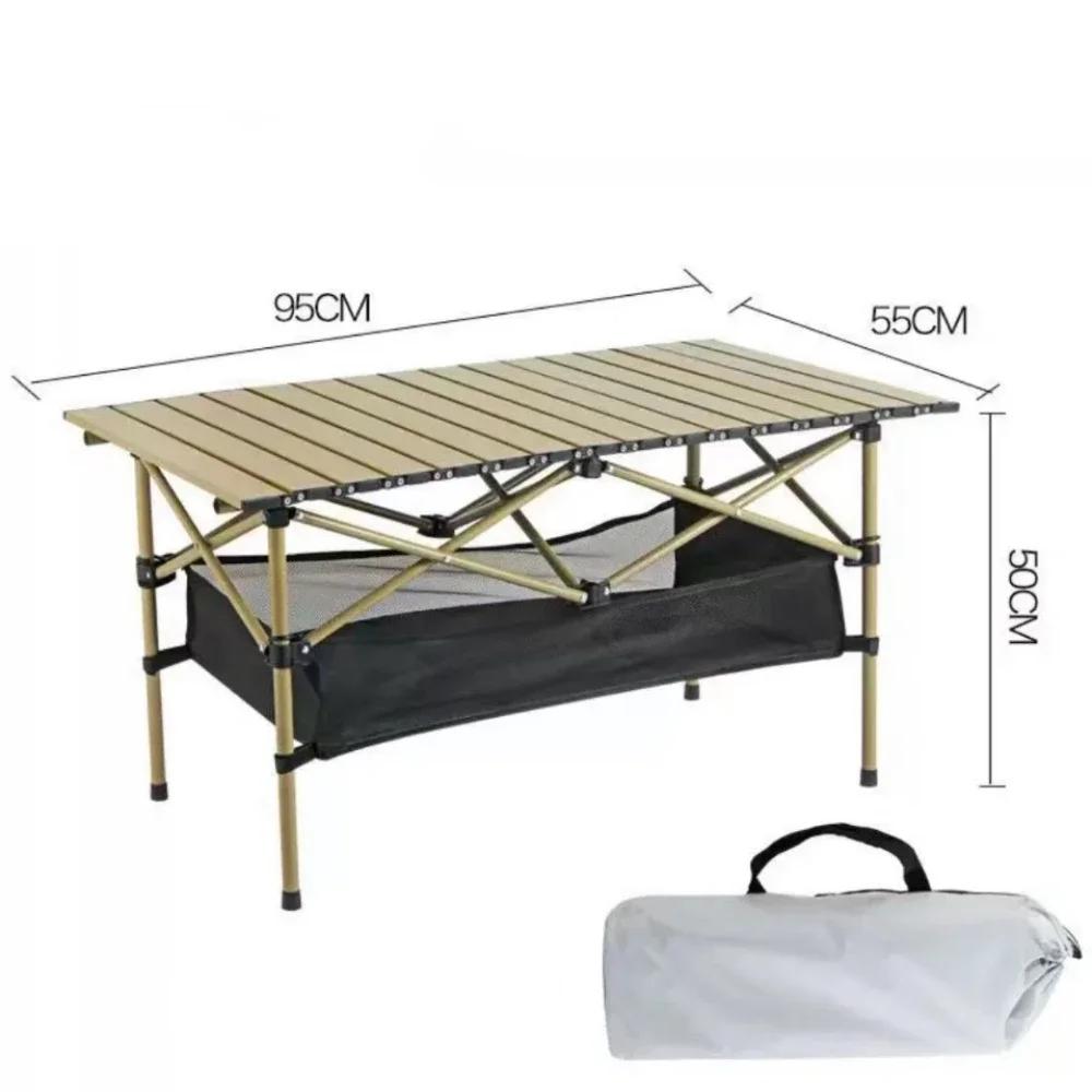 Outdoor Folding Table Portable Egg Roll Table with Net Bag Camping Barbecue Desk Travel Foldable Table Simple Outdoor Tables