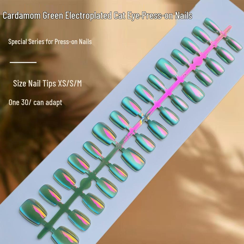 

Иридесцентные наклейки для ногтей «Кошачий глаз Аврора» - Гальванизированные, Носимые, Съемные накладные ногти