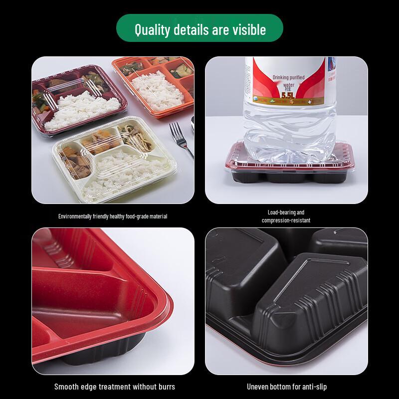 Homeglen Einweg-Rechteckige Lunchboxen mit Fächern und Deckeln