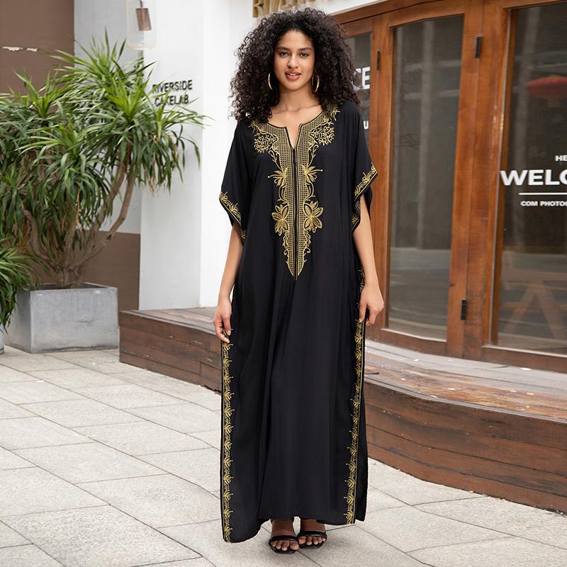 EDOLYNSA Vestido playero bohemio blanco con cuello de pico para mujer, Túnica larga, caftán Sexy, ropa de playa de talla grande, traje de baño Q1545 2024