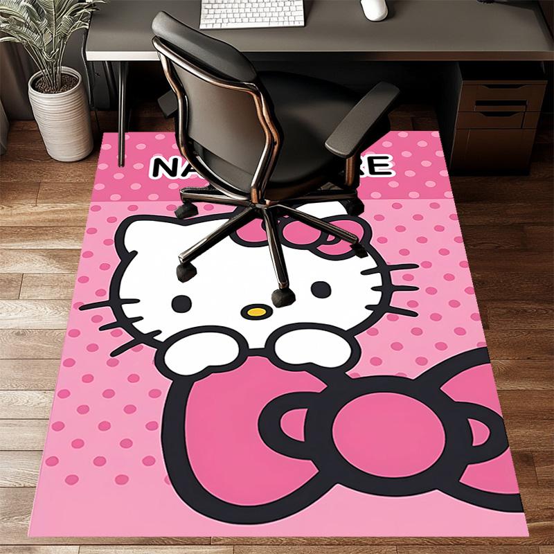 Custom HelloKitty Mat Personalized Name, Polyester Washable Indoor Entryway Rug, Gift for Christmas, Easter, Thanksgiving Day