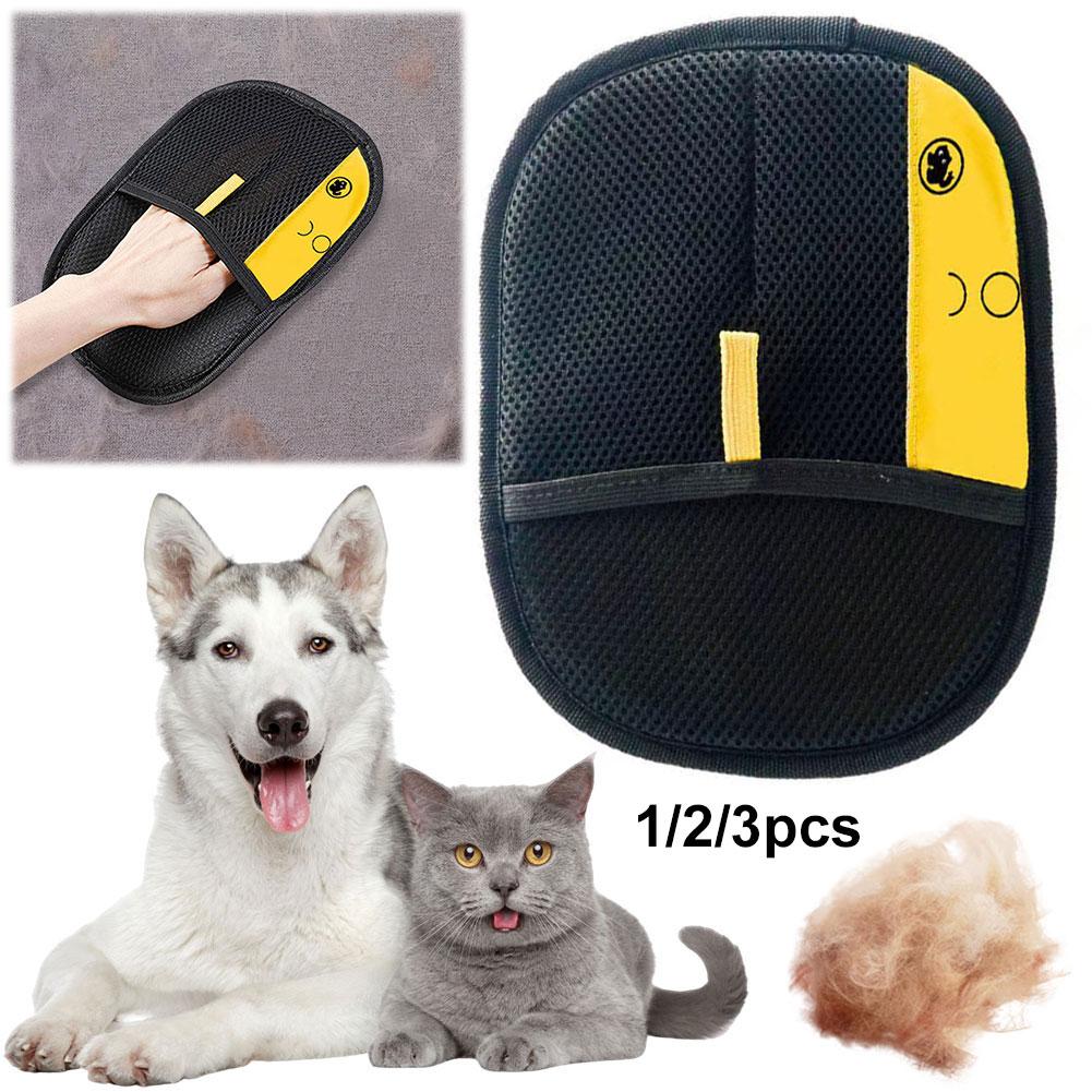 Pet Hair Remover Mitt Pet Grooming Gloves Deshedding Brush Glove for Dog Cat Rabbit with Long/Short/Curly Hair
