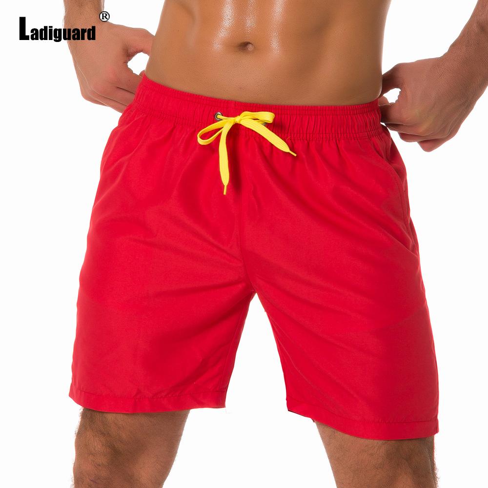 Ladiguard Plus size Men Leisure Flamingo Print Shorts 2022 Summer New Sexy Drawstring Shorts Male Casual Pocket Beach Half Pants