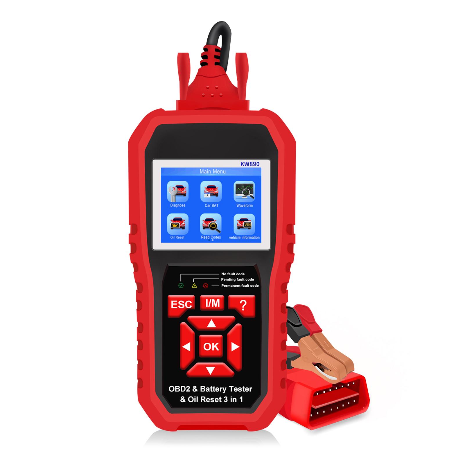 

KW890 Professional OBDII Scanner Auto Reader Car Scanner+Battery Tester+Special Oil Reset Function Scan Tool for OBD II Cars After 1996(O