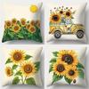 Sunflowers And Truck Adorable Decorative Pillows Pattern Cushion Cover Suitable For Sofa Bedroom Car Pillow Cover