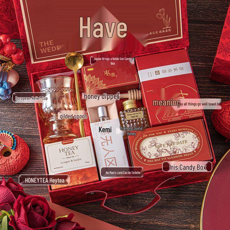 Freudiges Hochzeitsgastgeschenk-Set: Elegante Handtaschen-Geschenkbox für Brautjungfern und weibliche Gäste