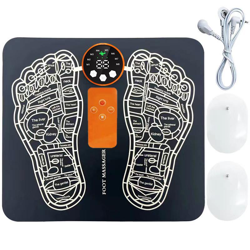 Smart EMS Foot Massage Pad, Electric Muscle Stimulator with Remote, 8 Modes 29 Levels for Pain Relief – Orange