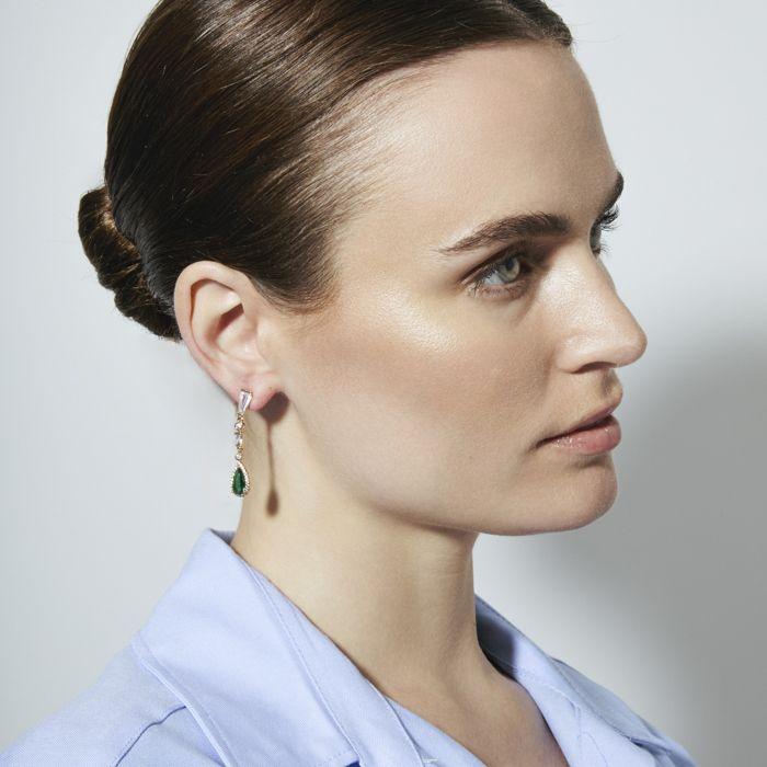 Boucles d'oreilles - AFRICA Fantasia - émeraude - zircon cubique - or jaune 18 ct