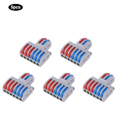 Terminal Block, 5pcs 2 In 6 Out 250V-4KV 32A Reusable Spring Lever Terminal Blocks Electric Wire Cable Connectors Apply To Soft and Hard Wire