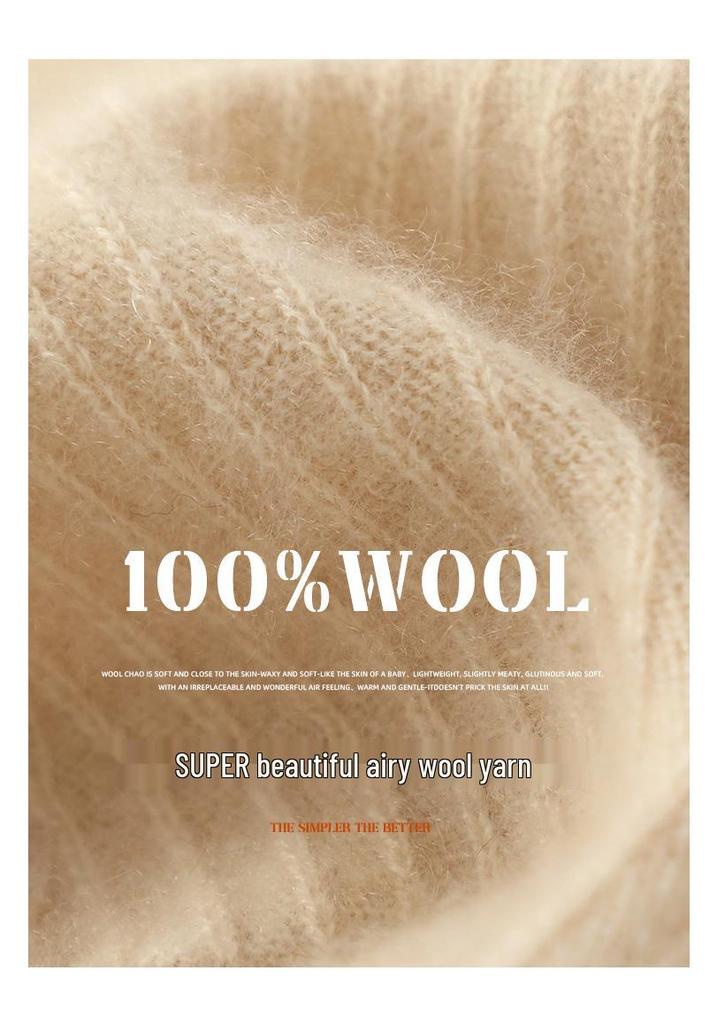 Women's Pure Wool Half-High Neck Sweater - 2023 Autumn/Winter Loose Knitwear Cashmere Base Layer